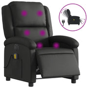 Poltrona Massaggiante | Sedia Relax Reclinabile Elettrica Nera in Vera Pelle
