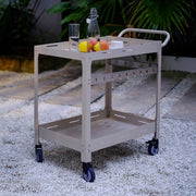 Carrello Portavivande Bard in Acciaio con 2 Ripiani e Ruote 72x77x38 cm - Color Champagne casa.pro