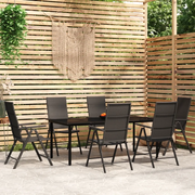 Set Mobili da Pranzo per Giardino 7 pz Nero cod mxl 40928