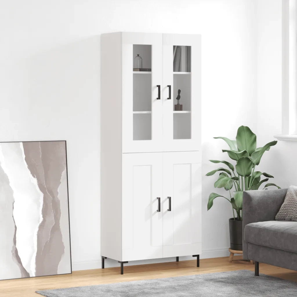 Credenza | Madia | Buffet da pranzo | Armadio da pranzo Bianca 69,5x34x180 cm in Legno Multistrato