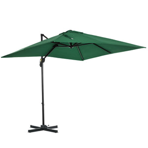 Ombrellone da Giardino 250x250 cm a Manovella con Rotazione 360° e Parasole Regolabile Verde