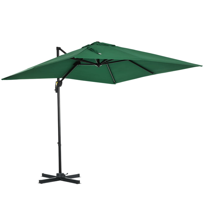 Ombrellone da Giardino 250x250 cm a Manovella con Rotazione 360° e Parasole Regolabile Verde