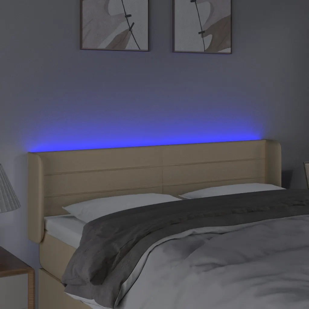 Testiera a LED Crema 147x16x78/88 cm in Tessuto 3123379