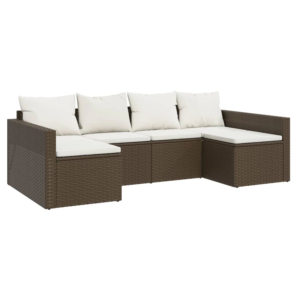 Set di mobili da giardino mobili da esterno set da 2 pezzi con cuscini resina intrecciata marrone 02_0015897