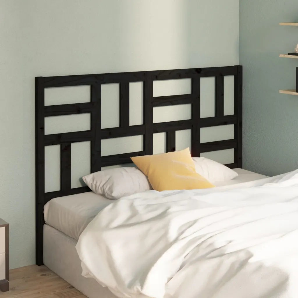 Testiera | Testata per Letto Nera 126x4x104 cm in Legno Massello di Pino