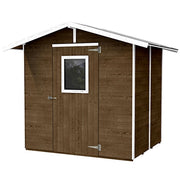 Casetta Box Capanno in Legno Noce per Attrezzi con Porta e Finestra 200X305X214Cm