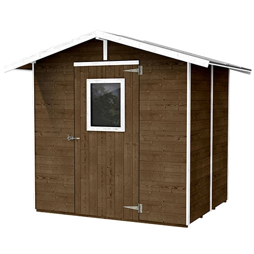 Casetta Box Capanno in Legno Noce per Attrezzi con Porta e Finestra 200X305X214Cm
