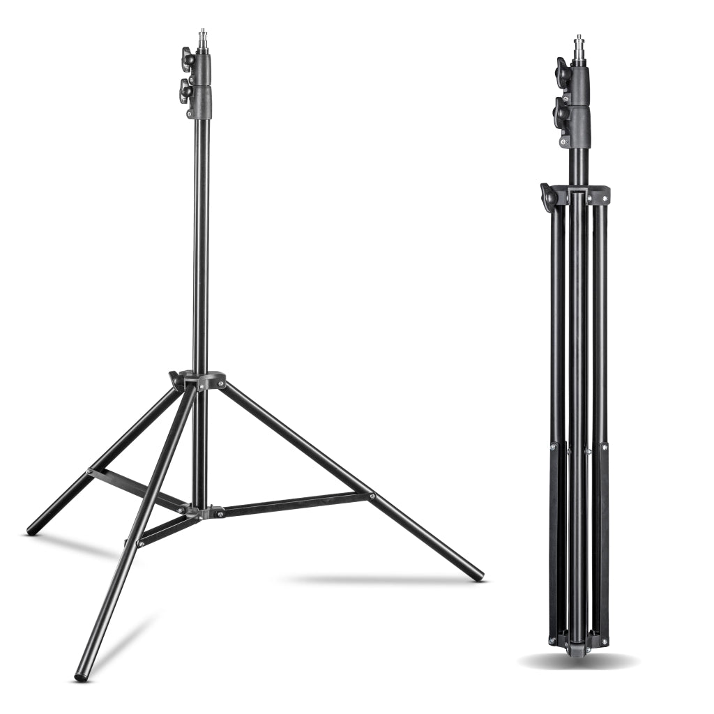Walimex Pro set premium per studio fotografico con 2x treppiede con 2x softbox LED 40x60cm bicolore e sistema completo di sfondo telescopico 120-307 cm con sfondo in tessuto nero