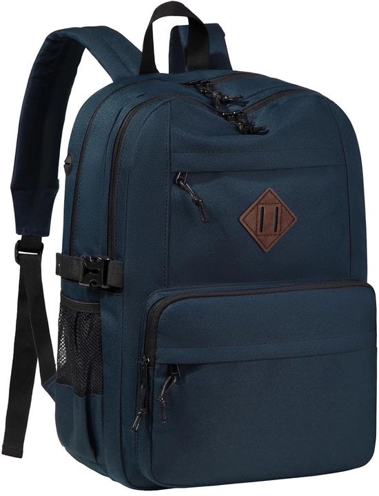 Borsa da Scuola per Adolescenti, Grande Borsa da Scuola per Ragazze e Ragazzi con 2 Comparti, Supporto per Laptop 15,6 Pollici, Leggera e Impermeabile, Borsa da Lavoro per Uomini e Donne 20L, Blu