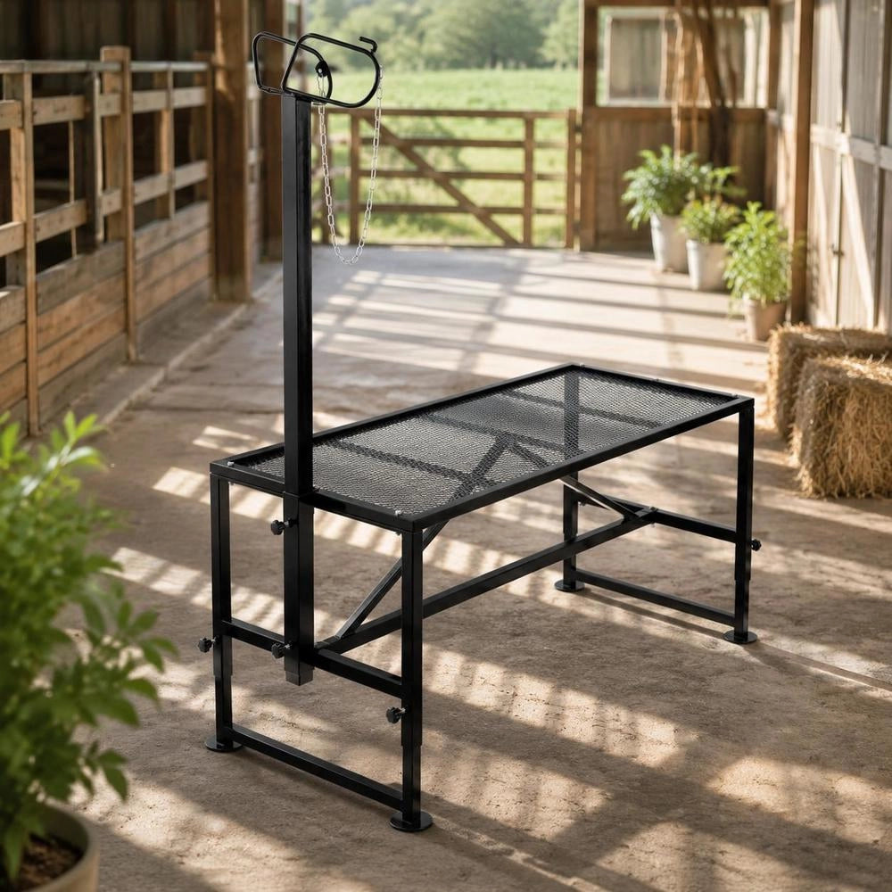 Cattle Stand 130 X 59 Cm, Trimming Stand With Straight Headpiece, Goat Trimming Stand Metal Frame, Sheep Shearing Stand, Cattle Trimming Stand