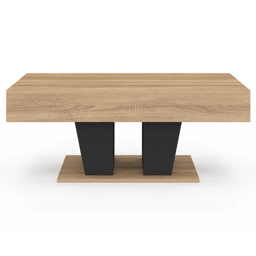 IDMarket - Tavolino rettangolare alzabile in legno e nero ELIAD