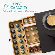 Sostituto di Capsula per Bambù con Porta Caffè - 33 x 35 x 14 cm - Sostituto di Cassetta per Caffè per un massimo di 72 tazze - Nero