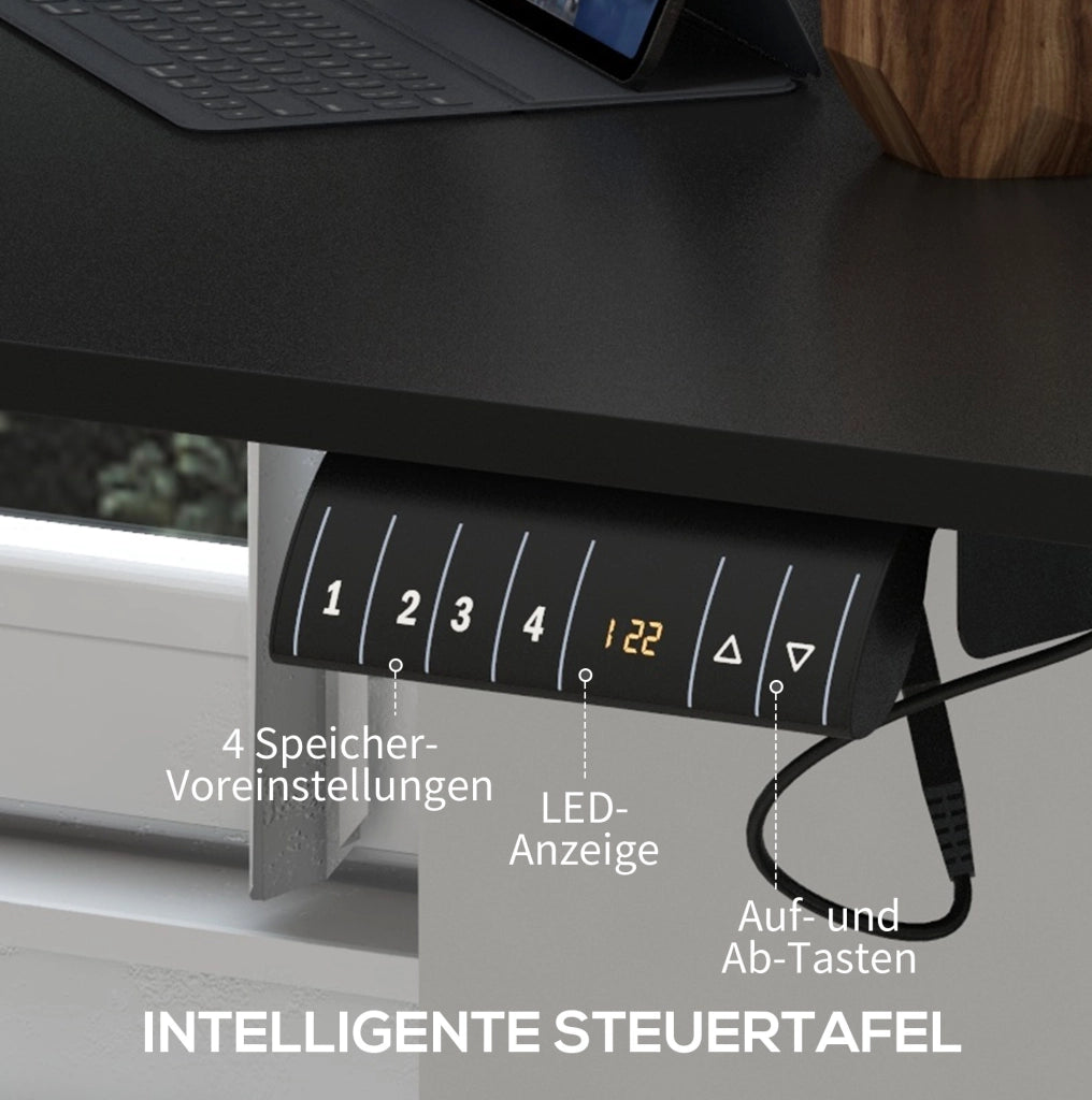 Scrivania elettrica sit-stand nera 140 x 70 cm