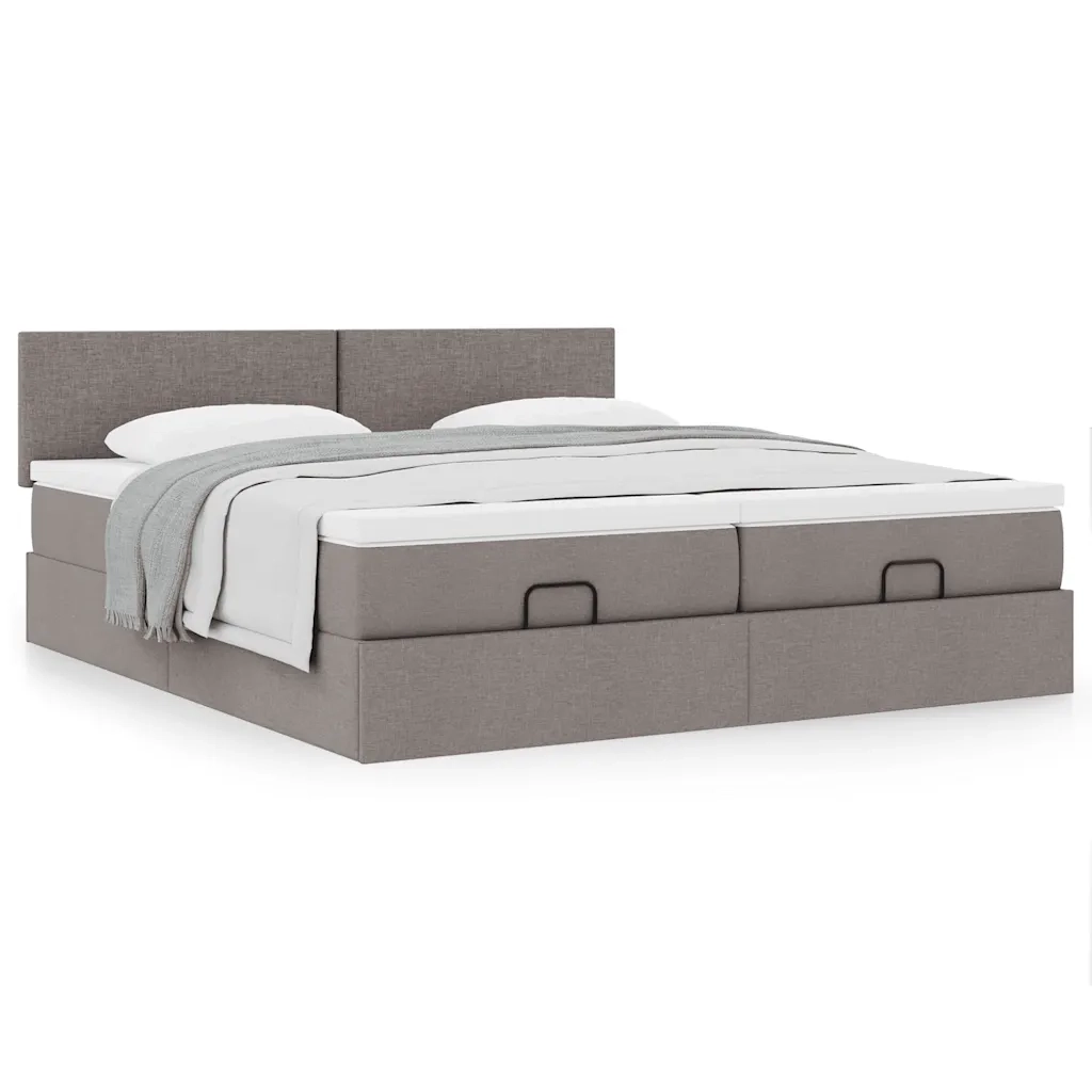 Struttura Letto Pouf con Materassi Tortora 160x200cm in Tessuto 3311970