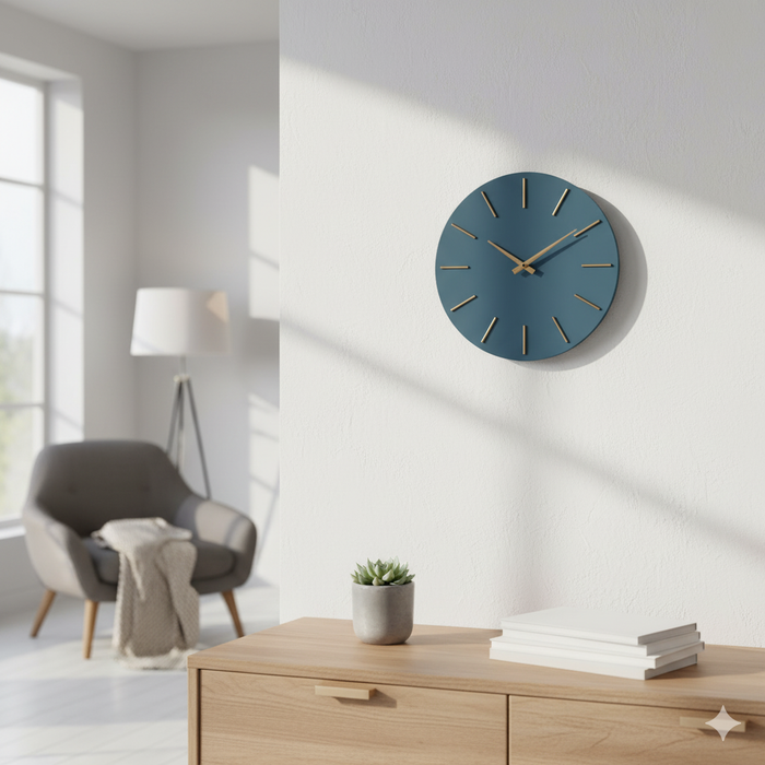 Orologio da Parete  Ø40x5 cm in Legno TimeLine Blu