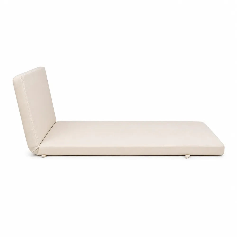 Cuscino per lettino da esterno 193x84 cm con schienale reclinabile e velcro in poliestere – Avorio