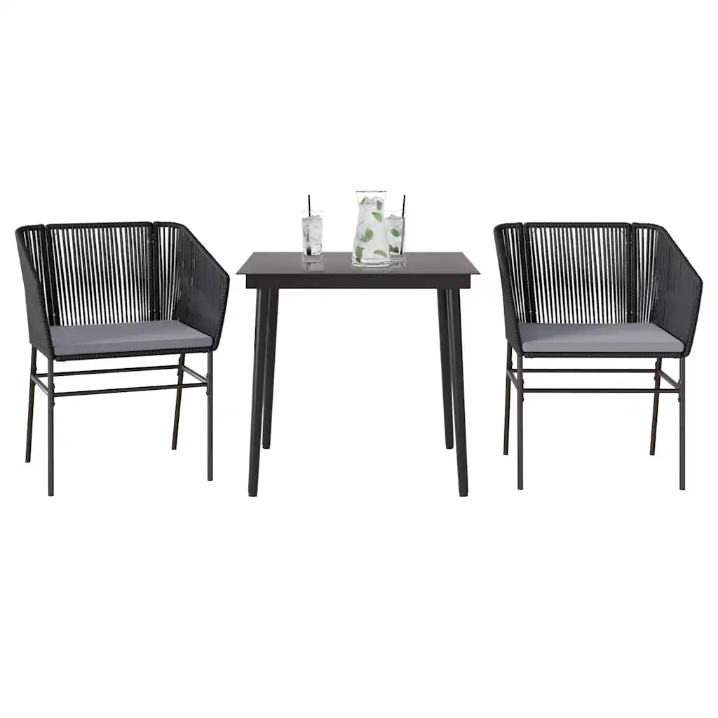 vidaXL Set da Pranzo da Giardino 3 pz con Cuscini Polyrattan Vetro