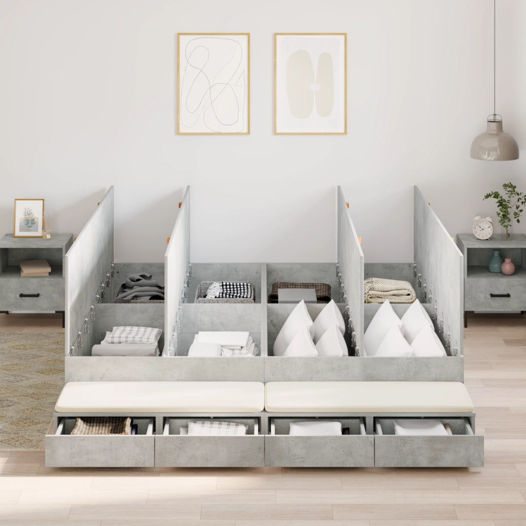 Struttura Letto Grigio Calcestruzzo 180x200 cm