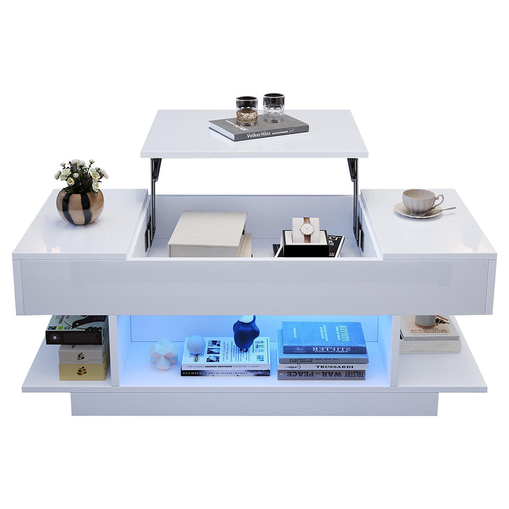 Tavolino regolabile - Xylo - 98x45cm piano alzabile bianco LED