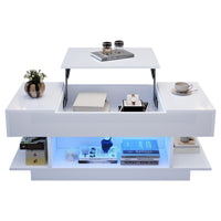 Tavolino regolabile - Xylo - 98x45cm piano alzabile bianco LED