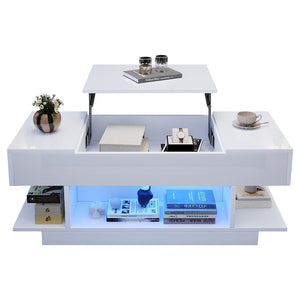 Tavolino regolabile - Xylo - 98x45cm piano alzabile bianco LED