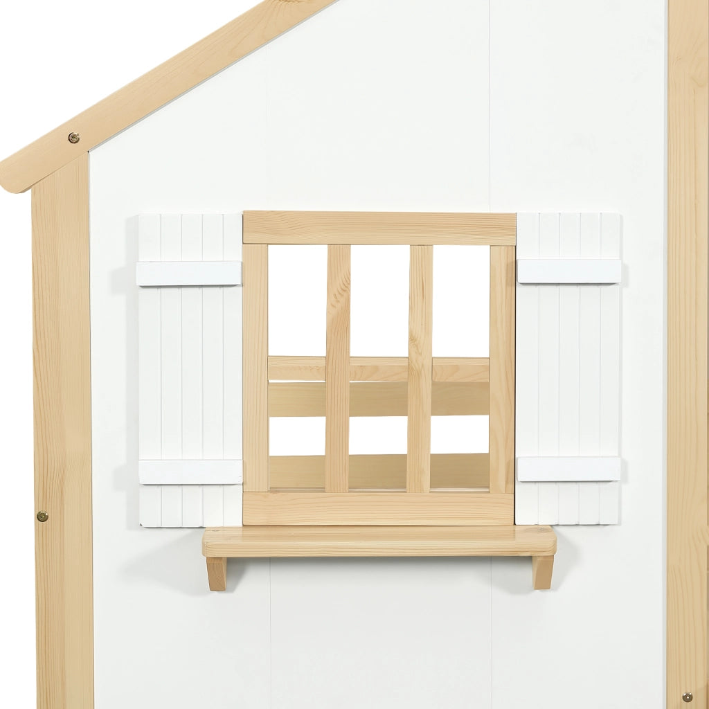 LETTO A CASTELLO 90x200 cm in Pino e MDF Bianco/Naturale