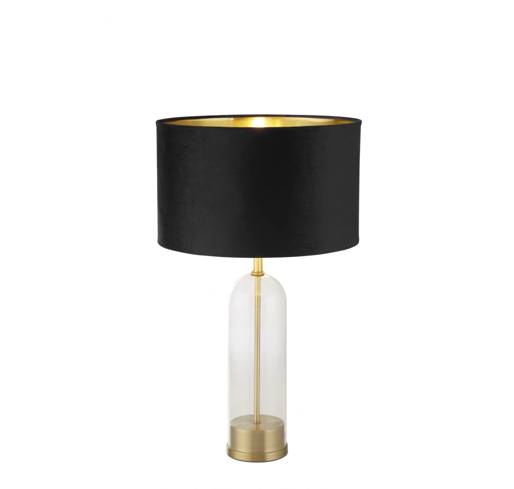 Lampada da tavolo Oxford - Vetro, metallo ottone e paralume in velluto nero