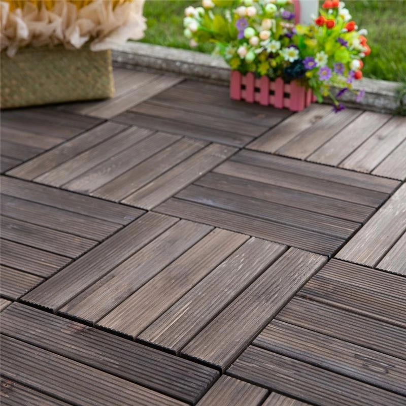 PIASTRELLE PER ESTERNI PAVIMENTO IN LEGNO, SET 27 PEZZI MONTAGGIO A INCASTRO, 30X30X2.5 CM