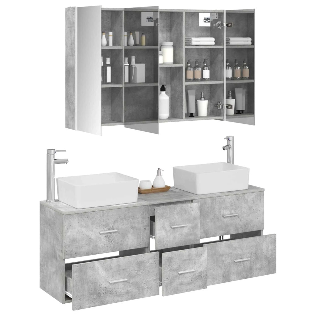 Set di mobili per il bagno 4 pcs Grigio Cemento 3406866