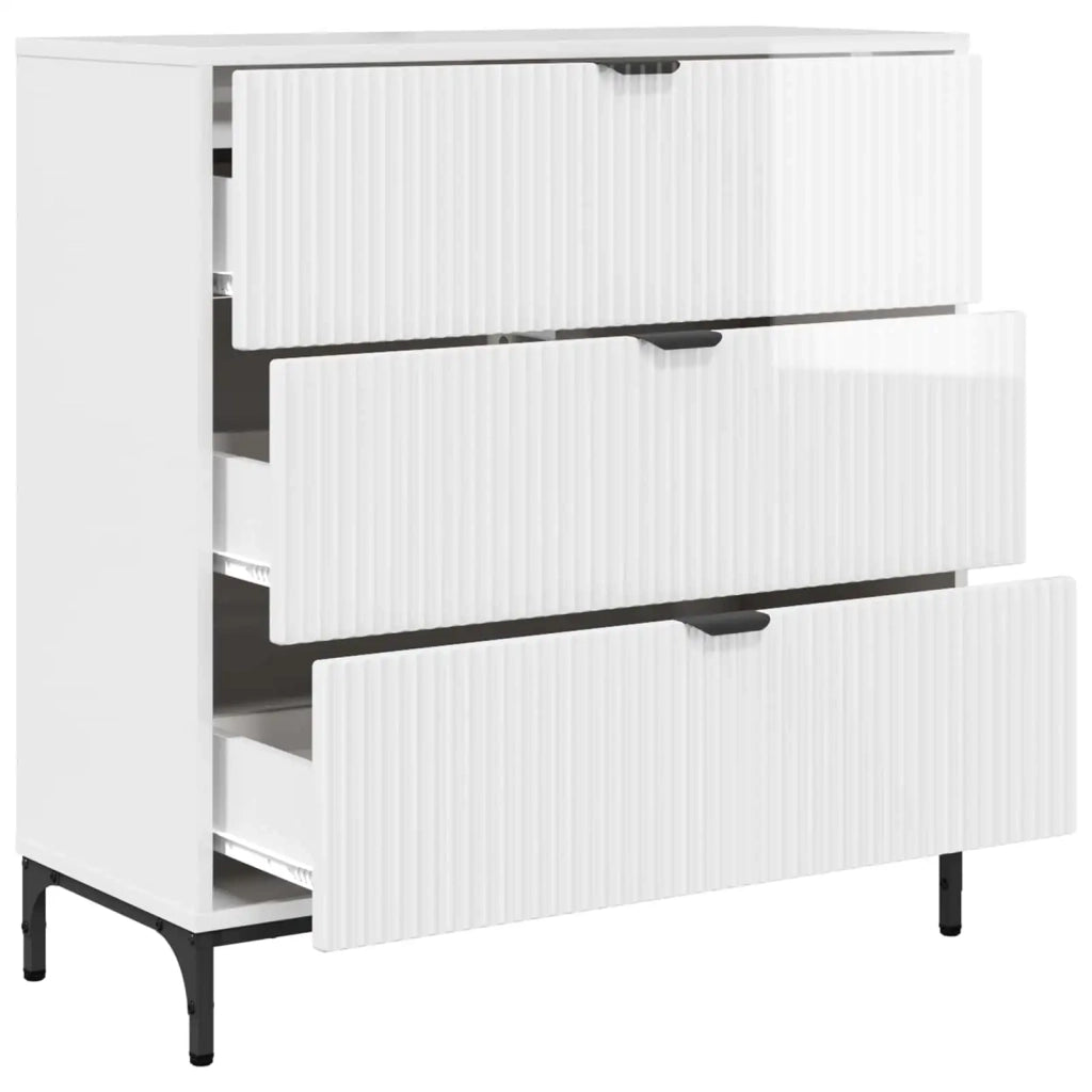 Credenza Bianco Lucido 79,5 x 33 x 82 cm Legno multistrato 883438