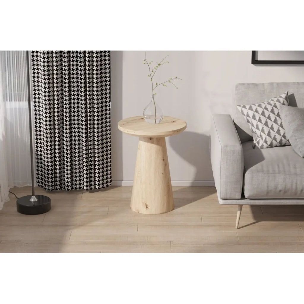 Tavolino d'appoggio rotondo collezione TIGNES – Effetto pino – D45 x H55 cm