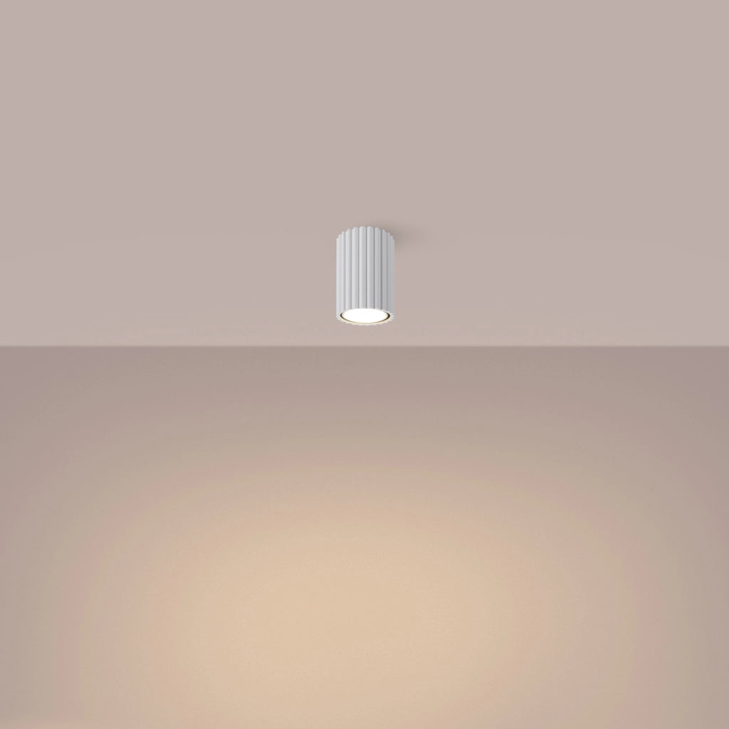Spot soffitto moderno bianco tondo rigato 10cm GU10