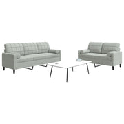 vidaXL Set di Divani 2 pz con Cuscini e Rinforzi Grigio Chiaro Velluto