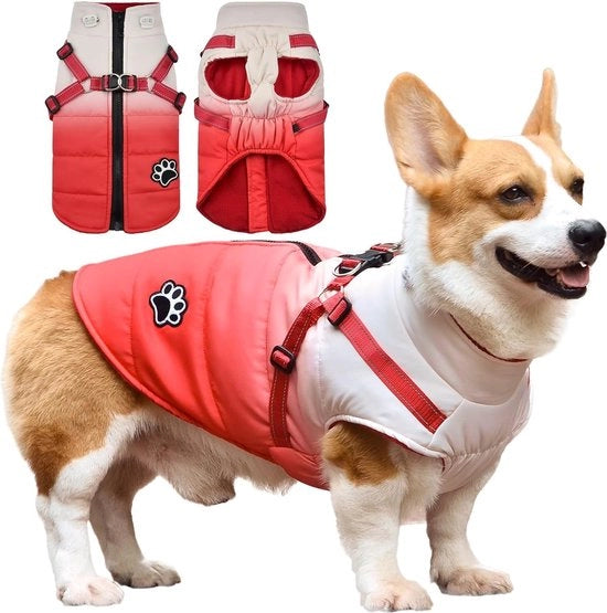 Giubbotto impermeabile per cani con imbottitura di lana soffice per cappotto caldo invernale per cani Abbigliamento per cani invernale con riflessi (M, rosso)