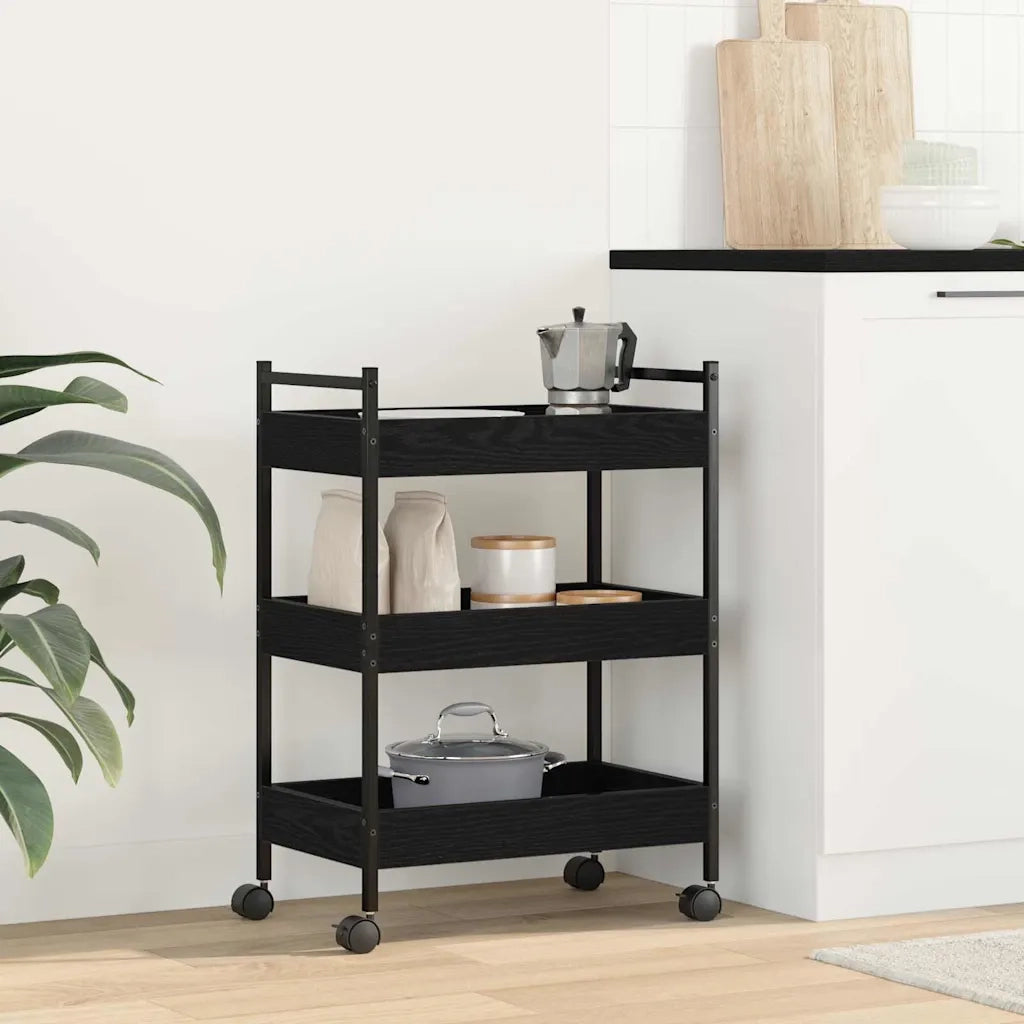 Carrello da Cucina Rovere nero 50 x 30 x 70 cm CFW6674236