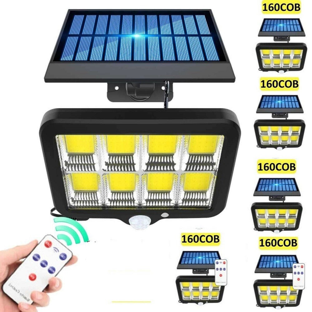 Trade Shop - Faro Solare Led Con Pannello Faretto Sensore Di Movimento 160 Led Cob Gl-160c -