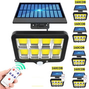 Trade Shop - Faro Solare Led Con Pannello Faretto Sensore Di Movimento 160 Led Cob Gl-160c -