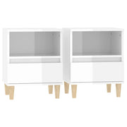 Set di 2 Comodini | Armadio da Notte | Mobiletto da notte in Bianco Lucido 40x35x50 cm