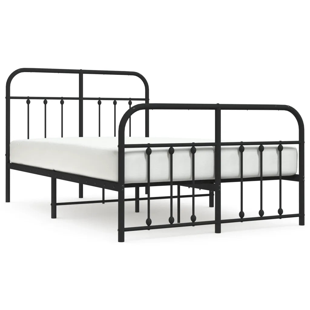 Giroletto con Testiera e Pediera Metallo Nero 120x200 cmcod mxl 79166