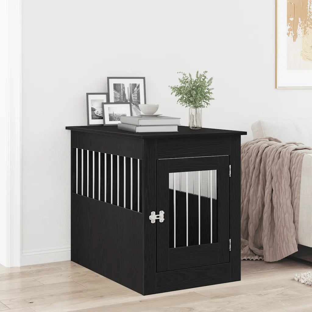 vidaXL Mobile per cuccia per cani Rovere Nero 80x55x68 cm in legno ingegnerizzato