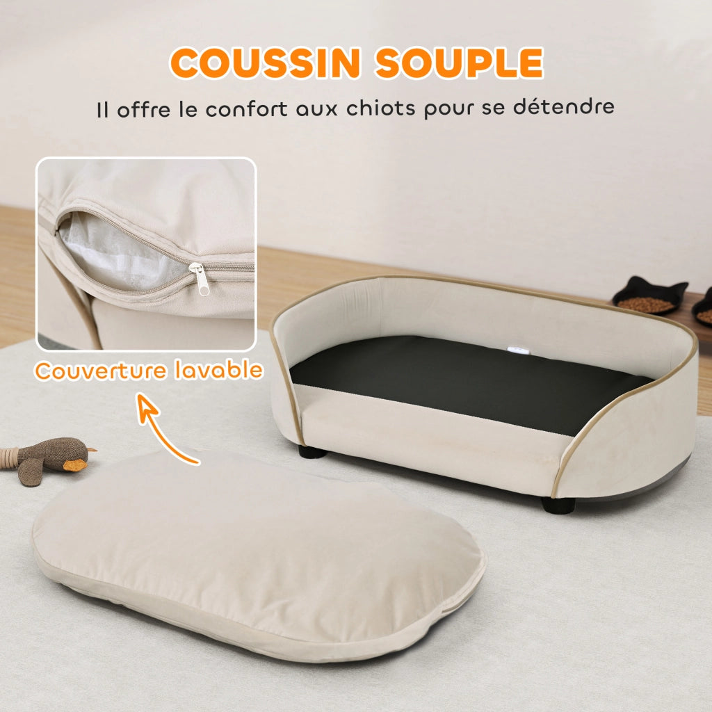 Divano per cani con cuscino amovibile ¨C zephmum ¨C 66x43x19.5 cm beige