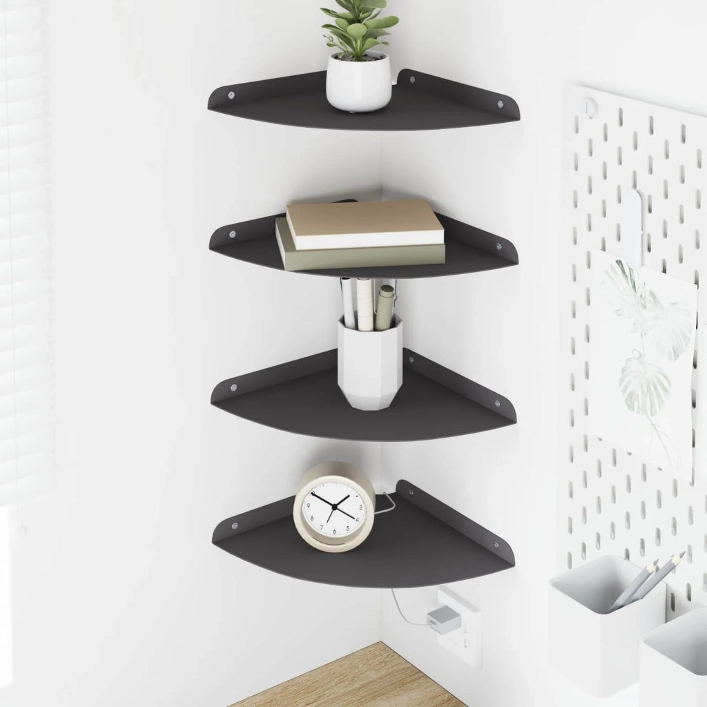 Mensola sospesa con lo scaffale 4 pcs Nero 24 x 24 x 2 cm