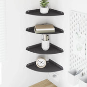 Mensola sospesa con lo scaffale 4 pcs Nero 24 x 24 x 2 cm