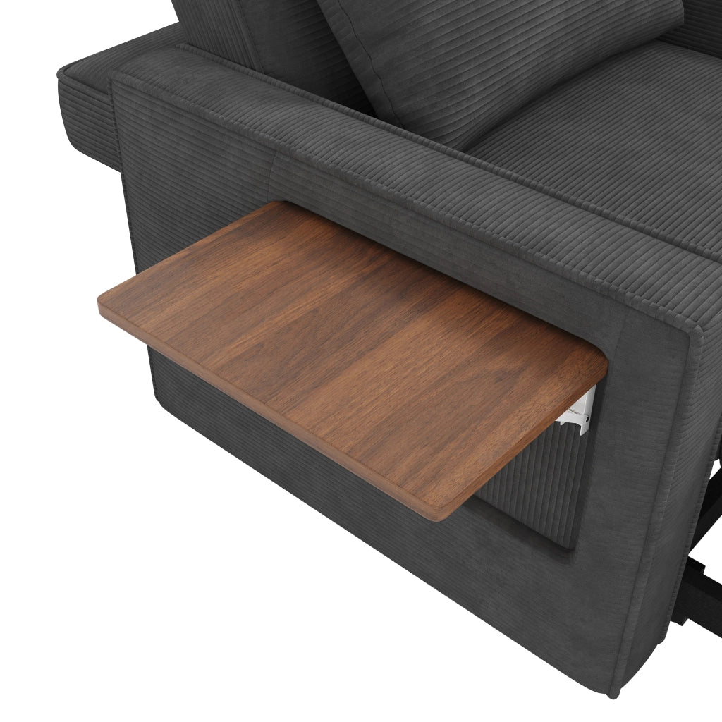 Divano letto 1 posto con USB Type-C e supporto telefono 360°, in tessuto a coste, Grigio