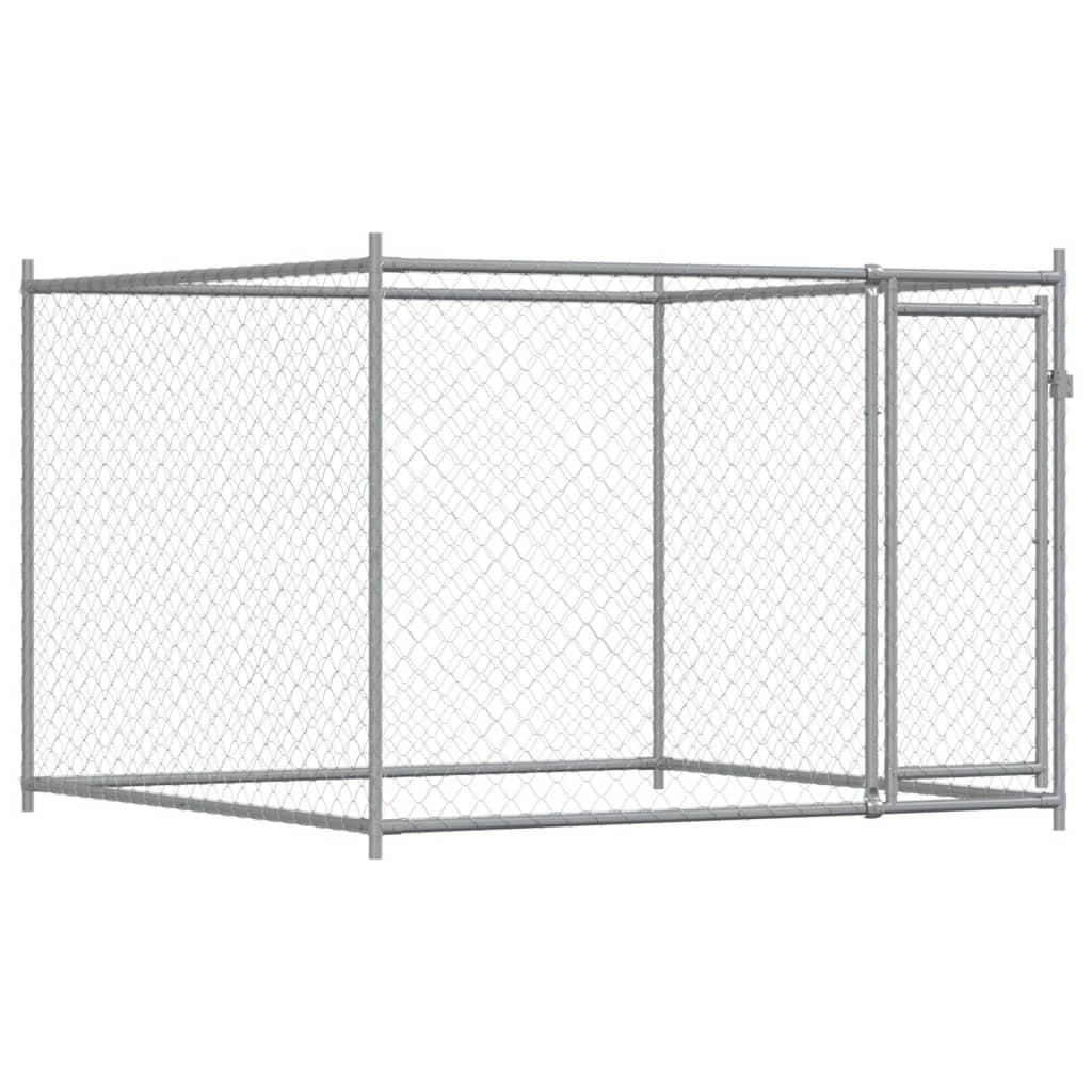 Trasportino per cani con porta 12 x 2 x 1,5 m acciaio zincato grigio 02_0041617
