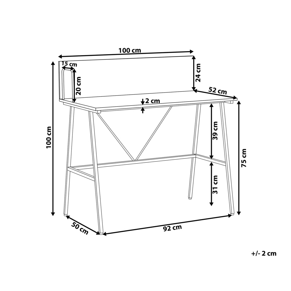 Scrivania Home Office Top in legno scuro 100 x 50 cm con struttura in metallo verniciato a polvere Nero