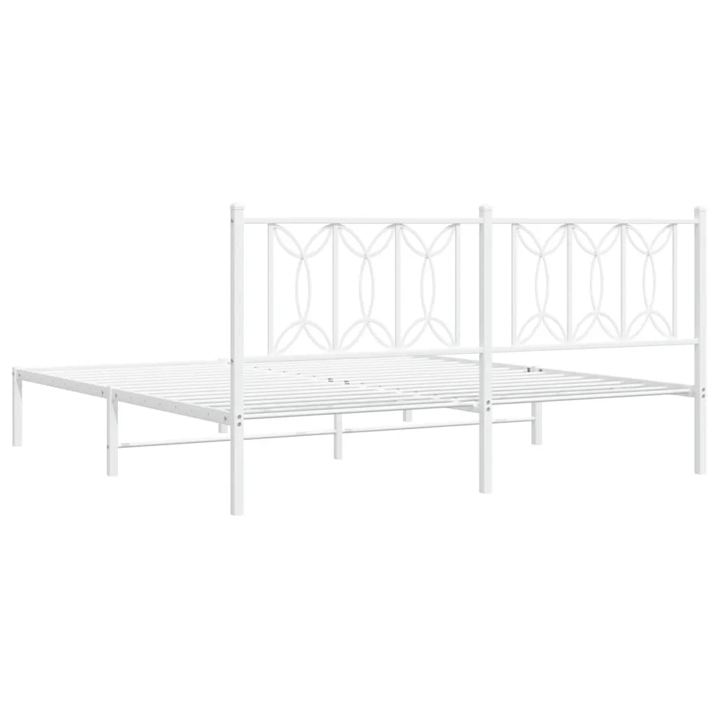 vidaXL Giroletto con Testiera Metallo Bianco 180x200 cm