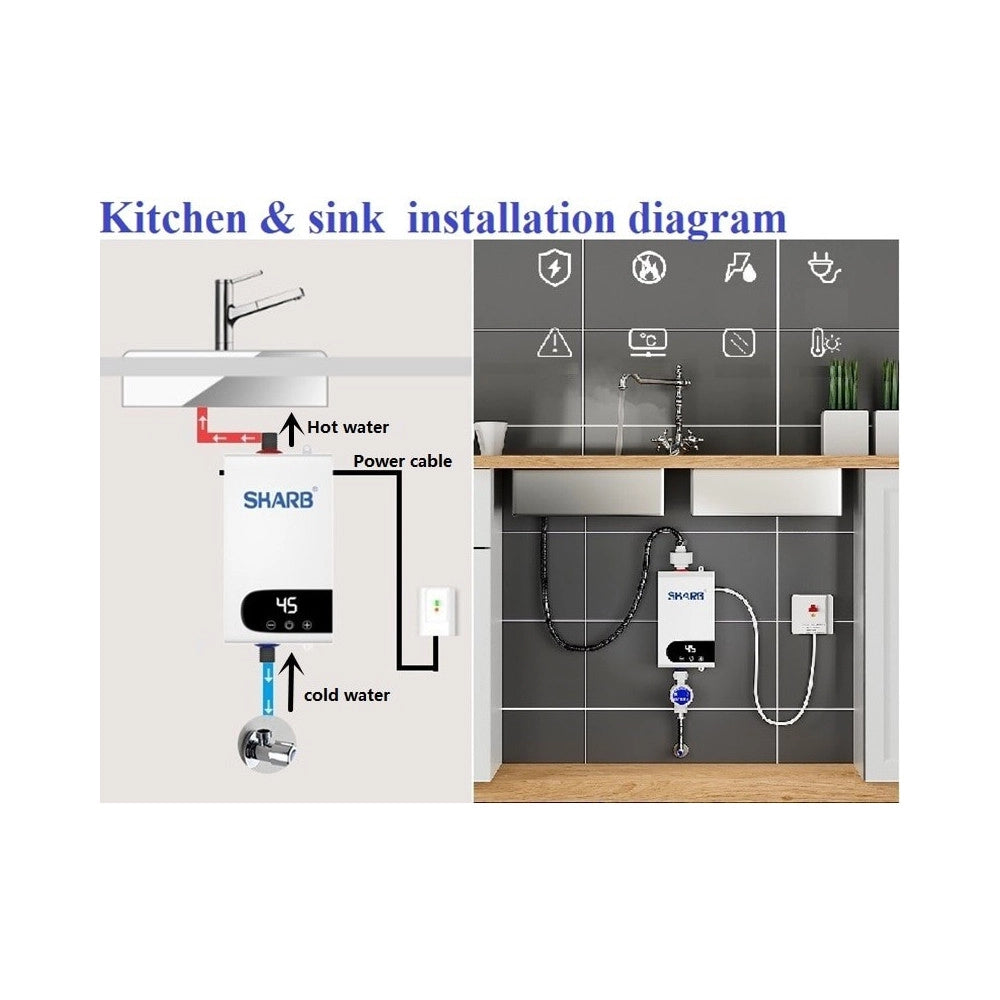 Trade Shop - Scaldabagno Boiler Elettrico Caldaia Acqua Calda Istantanea Con Dispaly Touch -