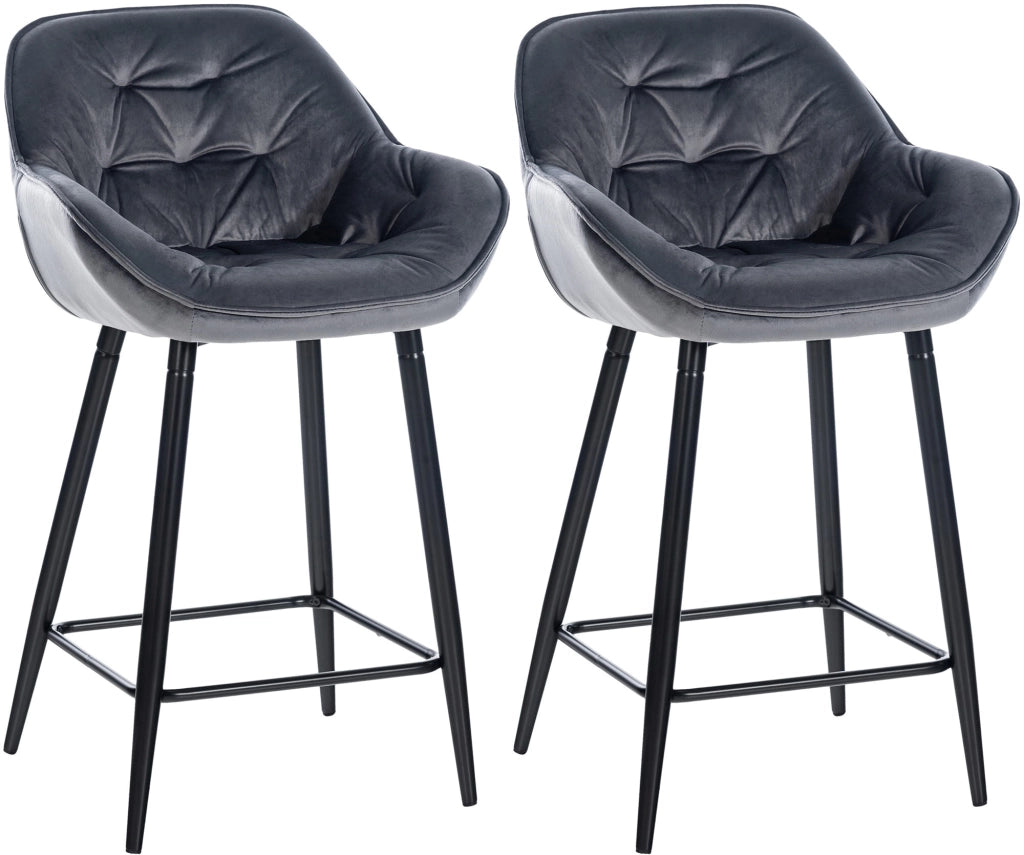Set di 2 sgabelli da bar Gibson in velluto con altezza seduta 76 cm grigio scuro