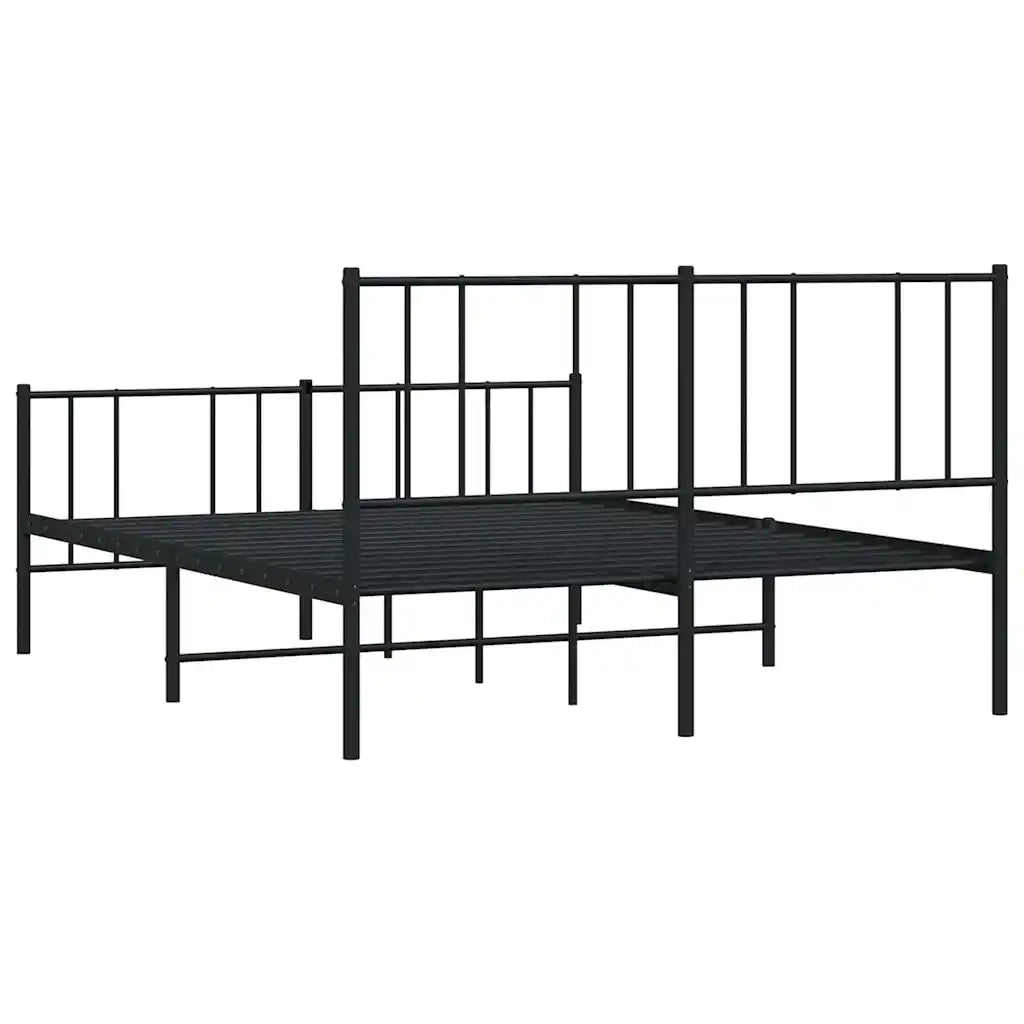 Giroletto con Testiera e Pediera-Struttura Letto Metallo Nero 150x200 cm 859385